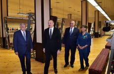 Azerbaijani president visits Tovuz branch of “Azerkhalcha” OJSC (PHOTO)