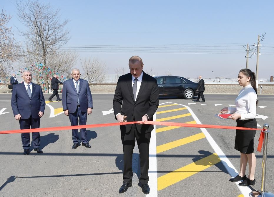 Azerbaijani president attends opening of newly reconstructed highway in Tovuz (PHOTO)