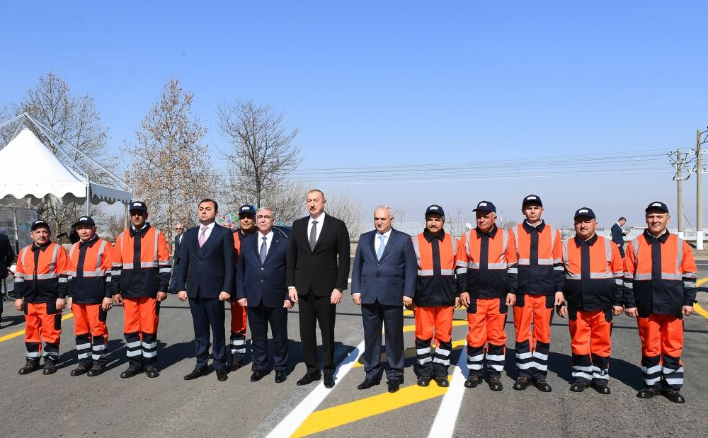 Azerbaijani president attends opening of newly reconstructed highway in Tovuz (PHOTO)