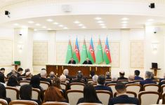 Azerbaijani, Turkmen presidents made press statements (PHOTO)