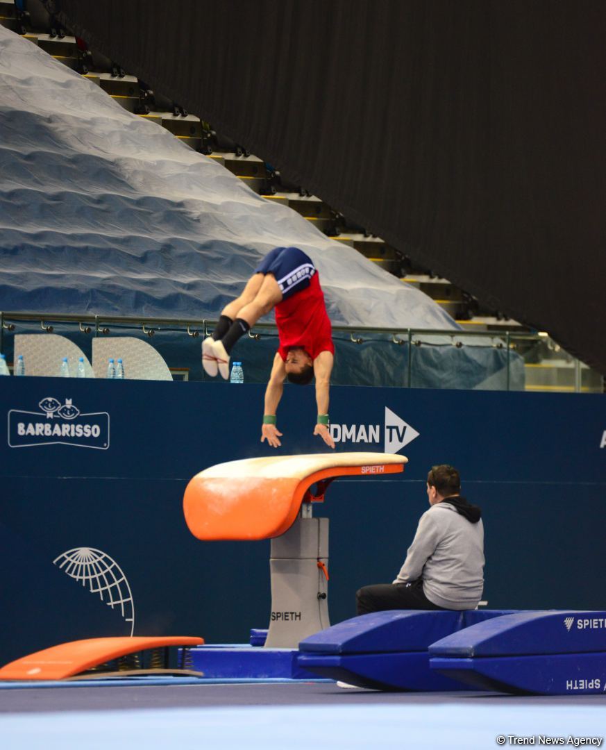 Podium training of athletes involved in FIG Artistic Gymnastics Apparatus World Cup underway at National Gymnastics Arena in Baku (PHOTO)