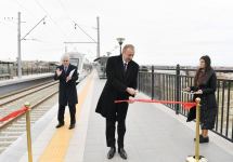 President Ilham Aliyev inaugurated Pirshaghi-Goradil-Novkhani-Sumgayit section of Absheron circular railway after renovation (PHOTO/VIDEO)
