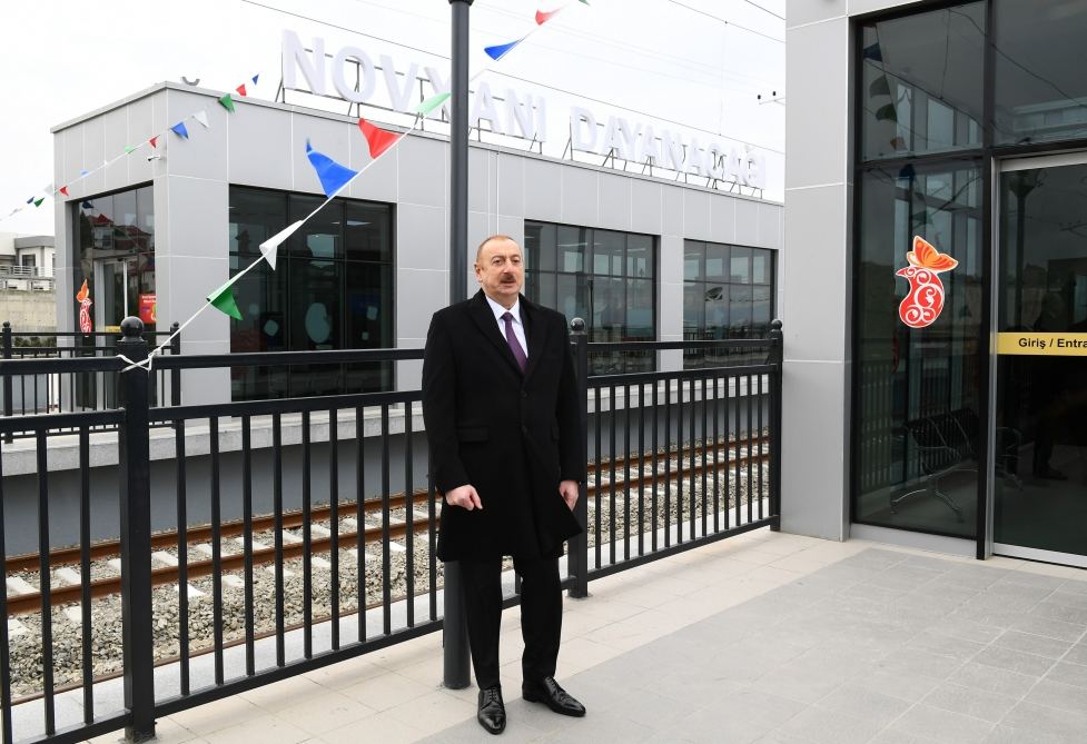 President Ilham Aliyev inaugurated Pirshaghi-Goradil-Novkhani-Sumgayit section of Absheron circular railway after renovation (PHOTO/VIDEO)