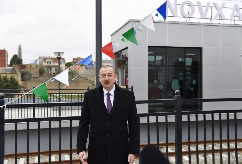President Ilham Aliyev inaugurated Pirshaghi-Goradil-Novkhani-Sumgayit section of Absheron circular railway after renovation (PHOTO/VIDEO)