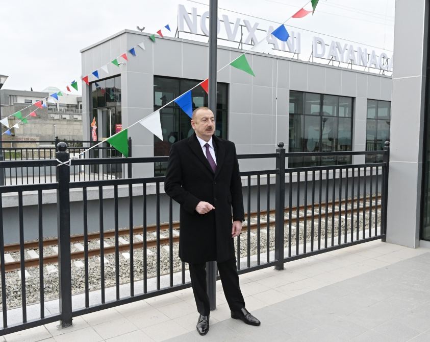 President Ilham Aliyev inaugurated Pirshaghi-Goradil-Novkhani-Sumgayit section of Absheron circular railway after renovation (PHOTO/VIDEO)