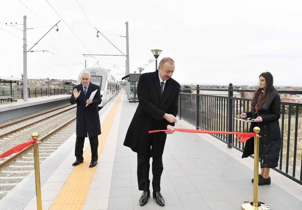 President Ilham Aliyev inaugurated Pirshaghi-Goradil-Novkhani-Sumgayit section of Absheron circular railway after renovation (PHOTO/VIDEO)