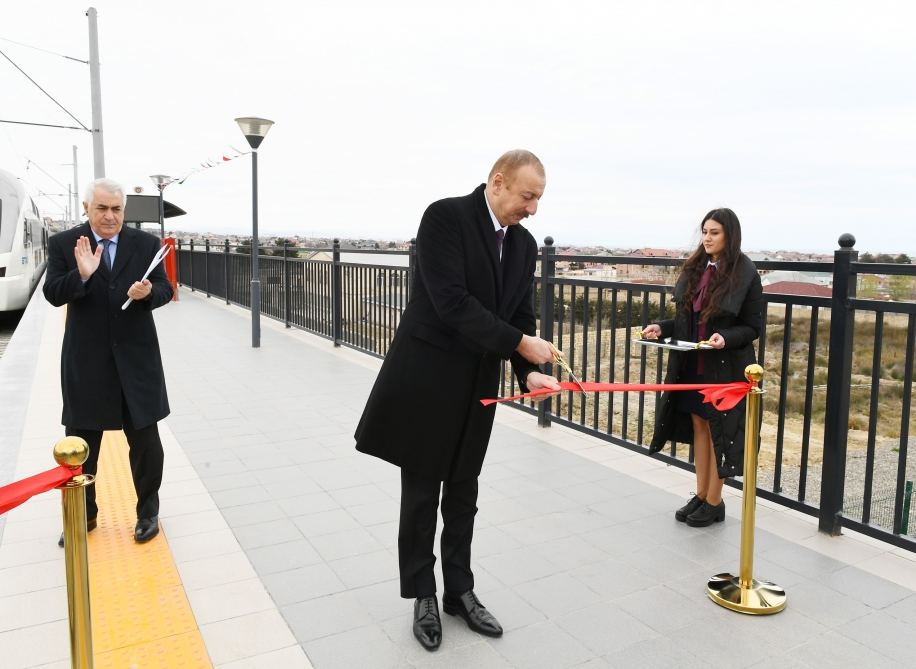 President Ilham Aliyev inaugurated Pirshaghi-Goradil-Novkhani-Sumgayit section of Absheron circular railway after renovation (PHOTO/VIDEO)