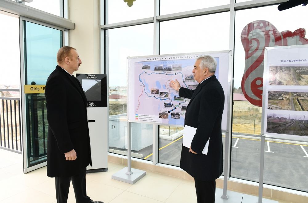 President Ilham Aliyev inaugurated Pirshaghi-Goradil-Novkhani-Sumgayit section of Absheron circular railway after renovation (PHOTO/VIDEO)