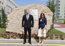 Azerbaijani president, first lady attend opening of Hovsan residential complex (PHOTO)