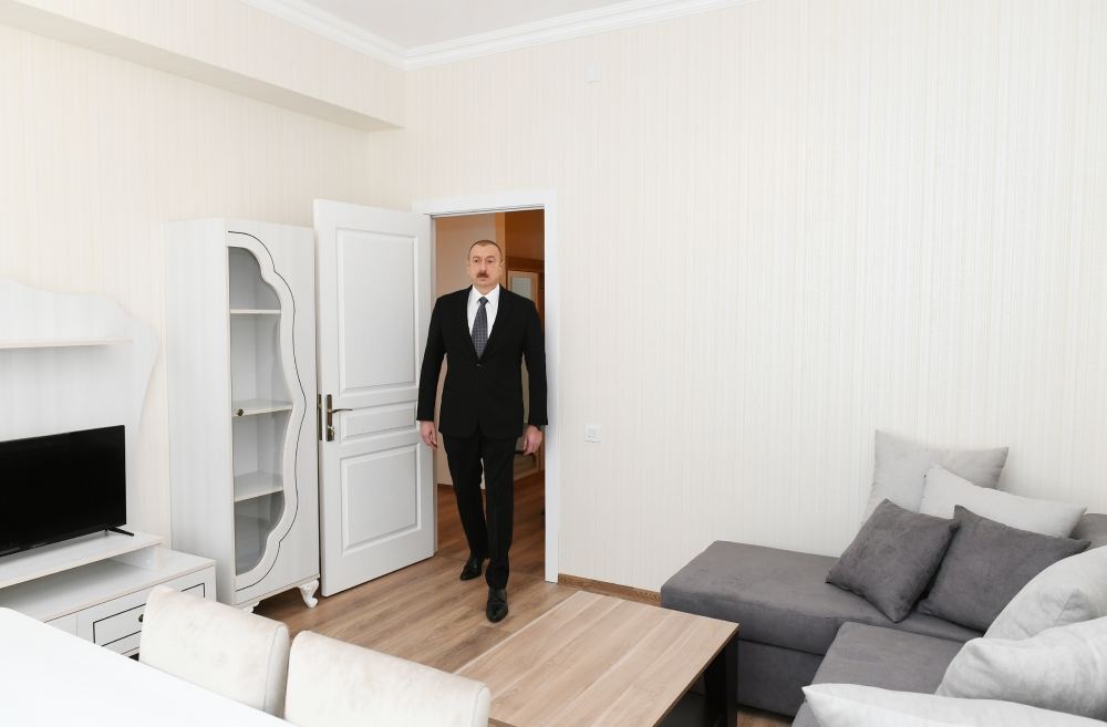 Azerbaijani president, first lady attend opening of Hovsan residential complex (PHOTO)