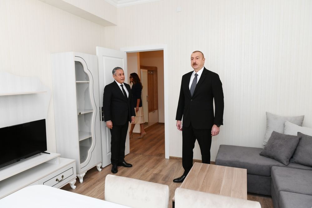 Azerbaijani president, first lady attend opening of Hovsan residential complex (PHOTO)