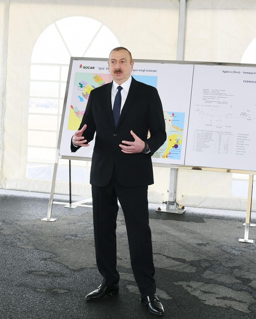 President Ilham Aliyev attended opening of main gas pipeline laid to Sumgayit (PHOTO/VIDEO)