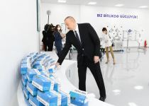 Azerbaijani president, first lady attend opening of face mask factory in Sumgayit (PHOTO/VIDEO)