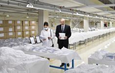 Azerbaijani president, first lady attend opening of face mask factory in Sumgayit (PHOTO/VIDEO)