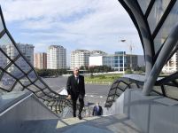 President Ilham Aliyev attends opening of above-ground pedestrian crossing in Neapol Street, Baku (PHOTO/VIDEO)