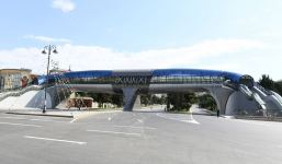 President Ilham Aliyev attends opening of above-ground pedestrian crossing in Neapol Street, Baku (PHOTO/VIDEO)