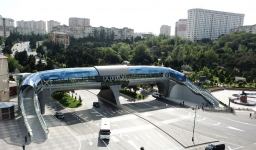 President Ilham Aliyev attends opening of above-ground pedestrian crossing in Neapol Street, Baku (PHOTO/VIDEO)