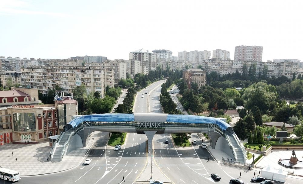 President Ilham Aliyev attends opening of above-ground pedestrian crossing in Neapol Street, Baku (PHOTO/VIDEO)
