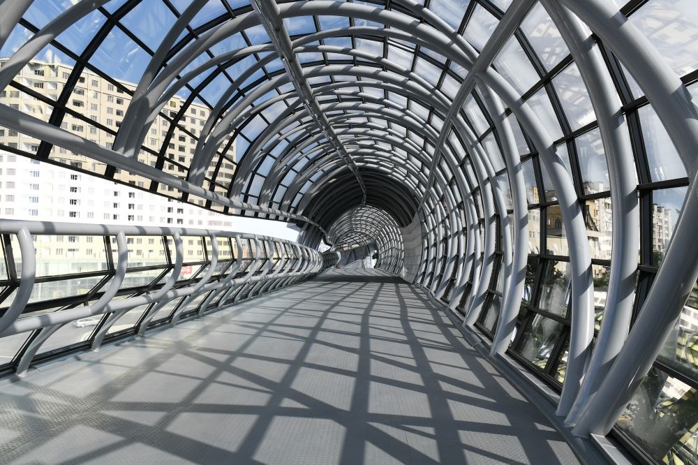 President Ilham Aliyev attends opening of above-ground pedestrian crossing in Neapol Street, Baku (PHOTO/VIDEO)