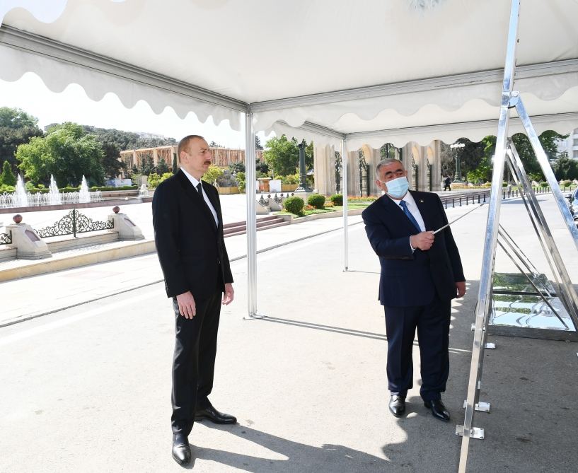 President Ilham Aliyev attends opening of above-ground pedestrian crossing in Neapol Street, Baku (PHOTO/VIDEO)