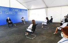 Azerbaijani president, first lady attend inauguration of modular hospital in Ganja (PHOTO)