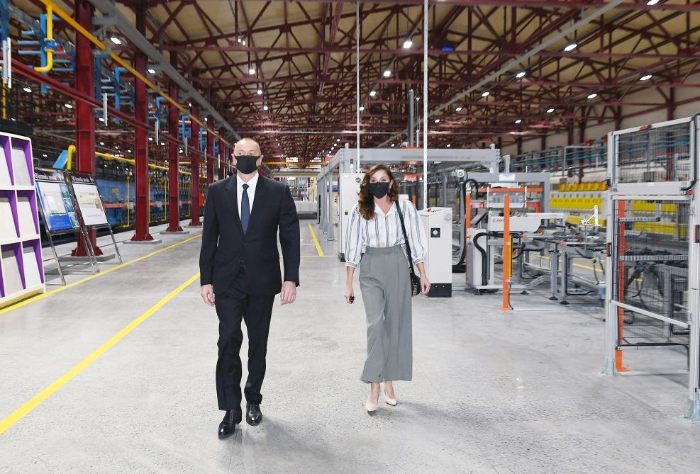 Azerbaijani president, first lady inaugurate new plant in Ganja (PHOTO)