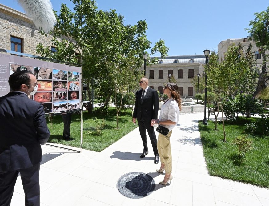 Azerbaijani president, first lady view restoration and conservation work carried out in part of Icherisheher (PHOTO/VIDEO)