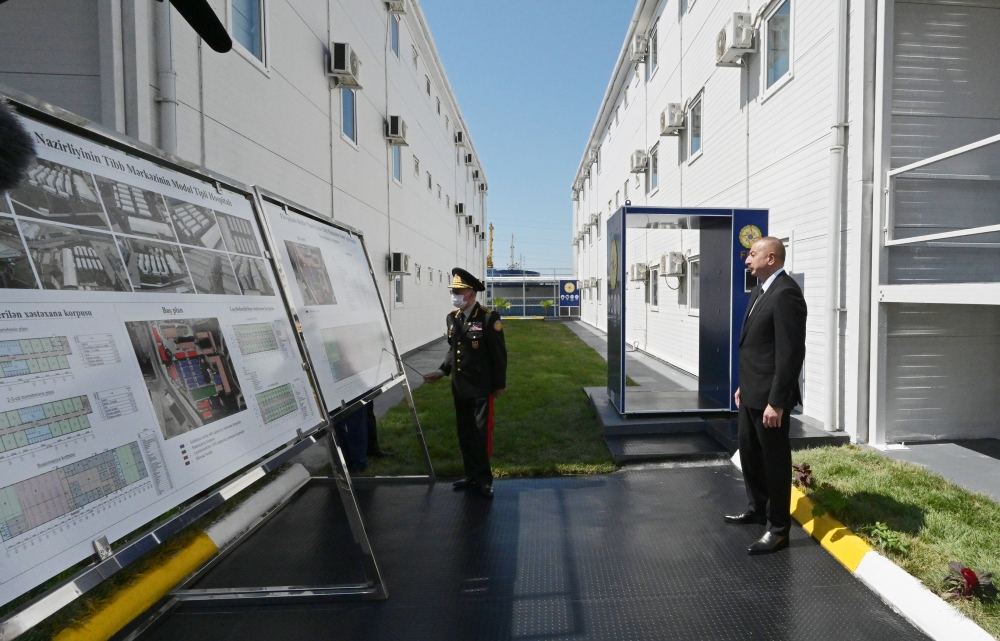 Azerbaijani president, first lady attend inauguration of modular hospital in Baku (PHOTO/VIDEO)