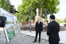 Azerbaijani president visits statue of national leader Heydar Aliyev in Ismayilli (PHOTO)