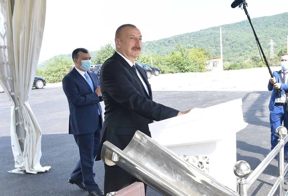 President Ilham Aliyev attends groundbreaking ceremony for “DOST Evi” center in Ismayilli (PHOTO)