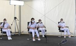 Azerbaijani president views conditions created at modular hospital in Shaki (PHOTO)