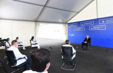 Azerbaijani president views conditions created at modular hospital in Shaki (PHOTO)