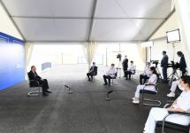 Azerbaijani president views conditions created at modular hospital in Shaki (PHOTO)