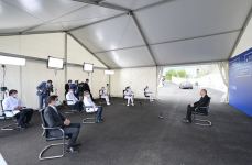 Azerbaijani president views conditions created at modular hospital in Shaki (PHOTO)