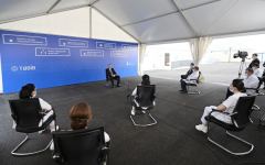 Azerbaijani president views conditions created at modular hospital in Shaki (PHOTO)