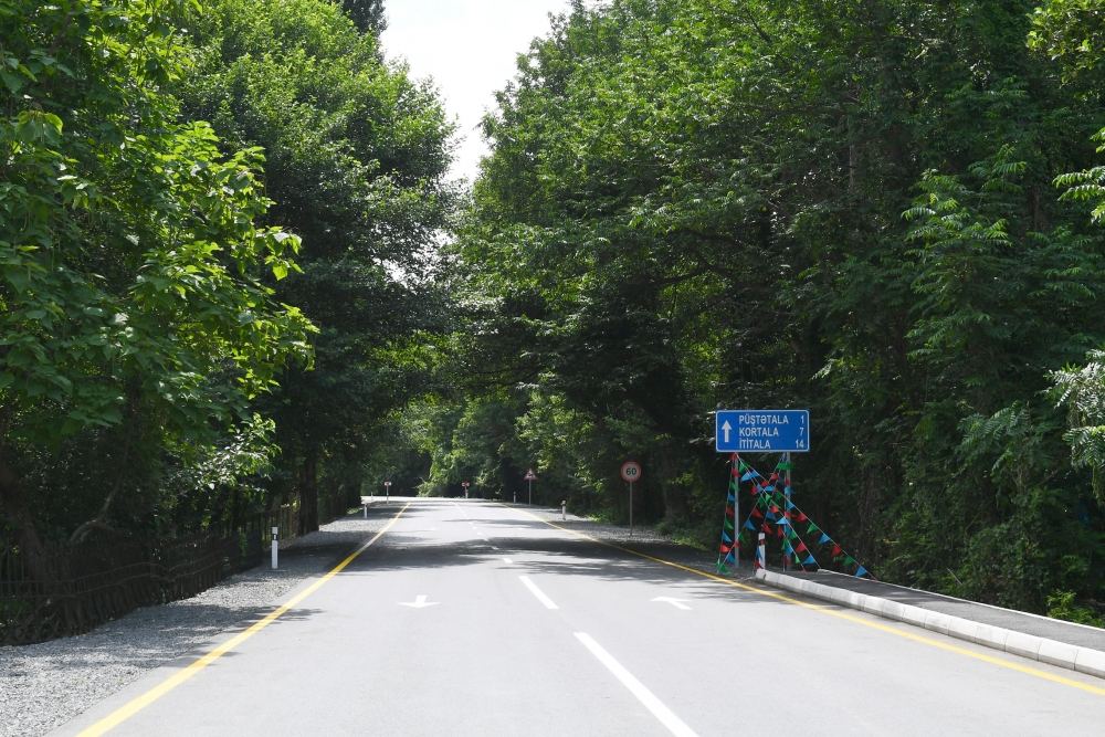 Azerbaijani president attends opening of newly renovated Balakan-Gazbina-Ititala highway (PHOTO)
