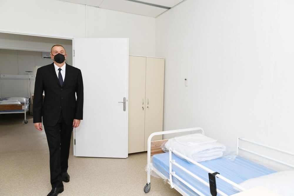 Azerbaijani president views conditions created in modular hospital in Gabala (PHOTO)