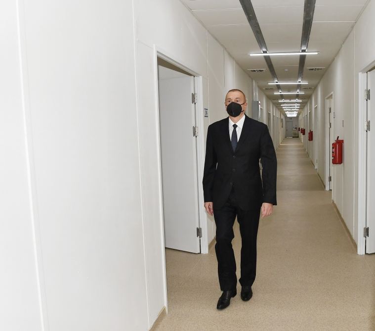 Azerbaijani president views conditions created in modular hospital in Gabala (PHOTO)