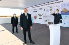 President Ilham Aliyev attends sail away of Garabagh field jacket (PHOTO/VIDEO)