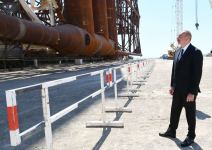 President Ilham Aliyev attends sail away of Garabagh field jacket (PHOTO/VIDEO)