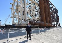 President Ilham Aliyev attends sail away of Garabagh field jacket (PHOTO/VIDEO)