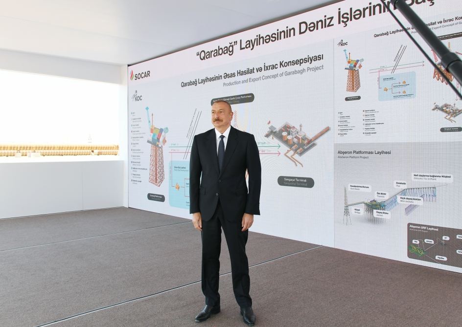 President Ilham Aliyev attends sail away of Garabagh field jacket (PHOTO/VIDEO)