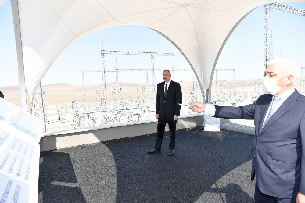 President Ilham Aliyev viewed construction of 330/220/110 kV Gobu power substation (PHOTO)