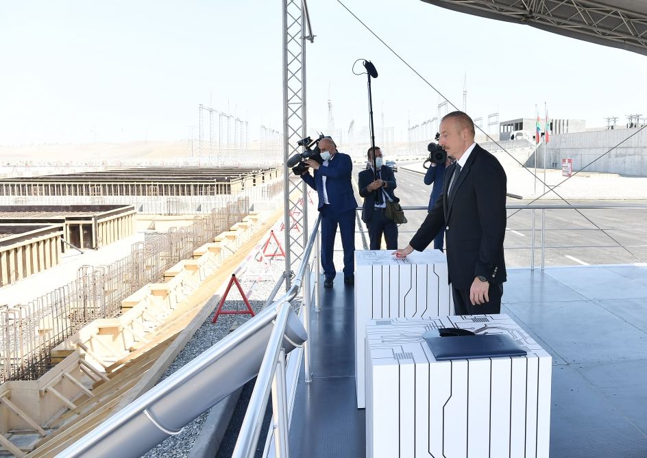 President Ilham Aliyev viewed construction of 330/220/110 kV Gobu power substation (PHOTO)