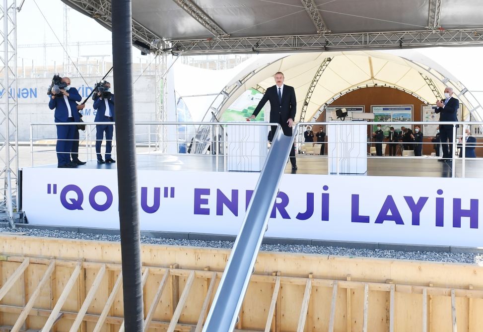 President Ilham Aliyev viewed construction of 330/220/110 kV Gobu power substation (PHOTO)
