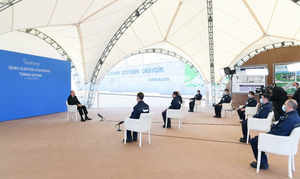 President Ilham Aliyev viewed construction of 330/220/110 kV Gobu power substation (PHOTO)