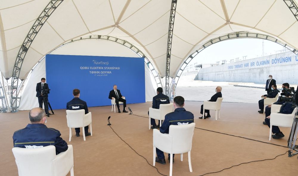 President Ilham Aliyev viewed construction of 330/220/110 kV Gobu power substation (PHOTO)