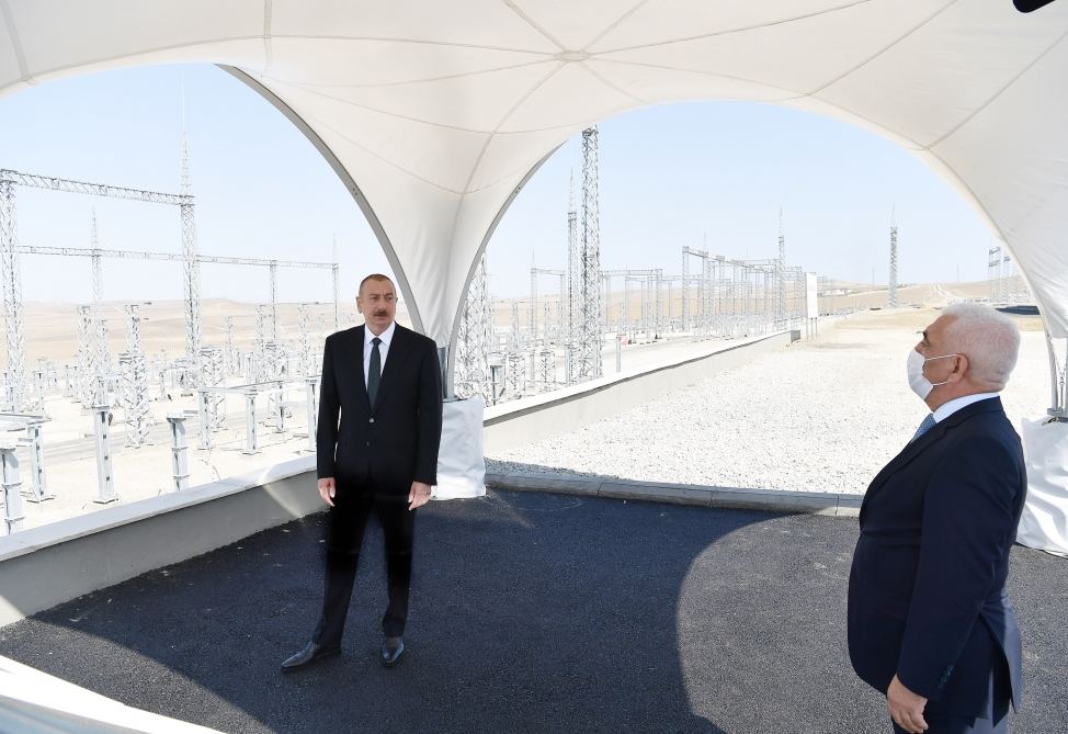 President Ilham Aliyev viewed construction of 330/220/110 kV Gobu power substation (PHOTO)