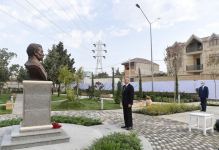 President Ilham Aliyev views conditions created in park named after Murtuza Mukhtarov in Amirjan (PHOTO)