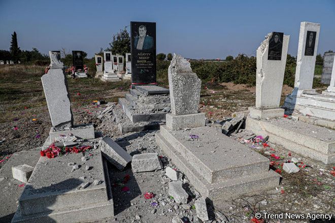 Armenian Armed Forces deliberately bombard cemetery in Azerbaijan's Aghdam (PHOTO)